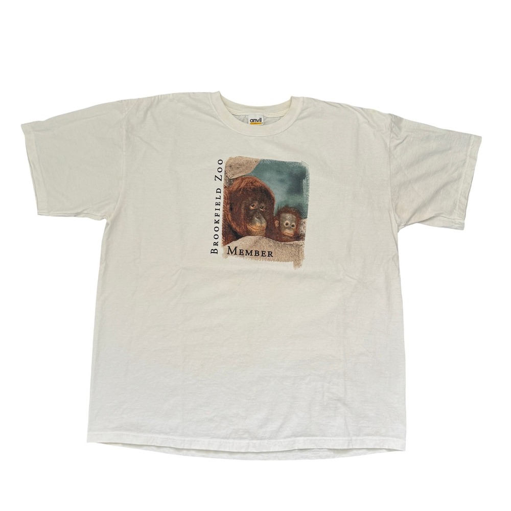 Vintage Anvil Brookfield Zoo Member Orangutan Graphic T-Shirt XL Off White